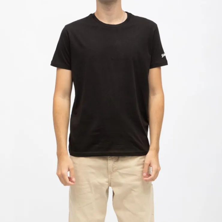 SCHOTT Tee shirt col rond coton manches courtes Homme NOIR New