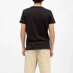 SCHOTT Tee shirt col rond coton manches courtes Homme NOIR New