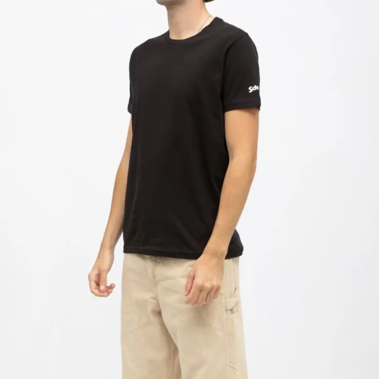 SCHOTT Tee shirt col rond coton manches courtes Homme NOIR New