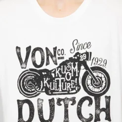 VON DUTCH Tee shirt col rond imprimé moto Homme BLANC Discount