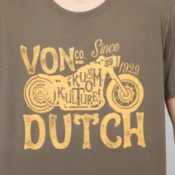 VON DUTCH Tee shirt col rond imprimé moto Homme KAKI Outlet