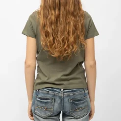 VON DUTCH Tee shirt col rond jersey imprimé roue ailée moto GP racing team Femme KAKI Discount