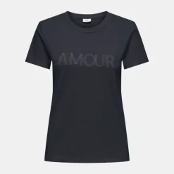 JDY Tee shirt col rond michigan coton Amour Femme BLEU FONCE New