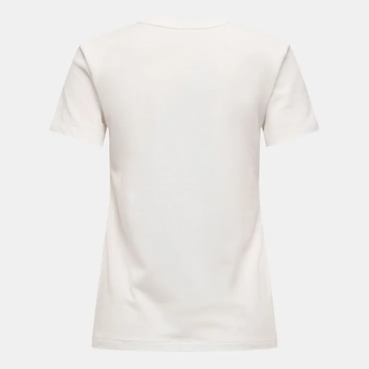 JDY Tee shirt col rond michigan coton Amour Femme BLANC