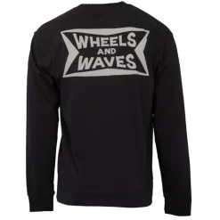 WHEELS AND WAVES Tee shirt col rond log ailé en coton Homme NOIR Outlet