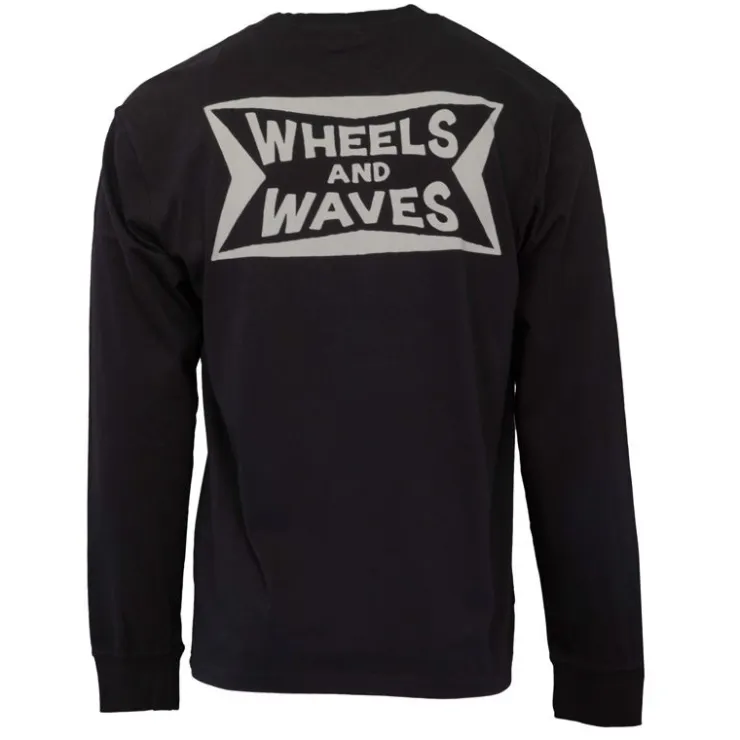 WHEELS AND WAVES Tee shirt col rond log ailé en coton Homme NOIR Outlet