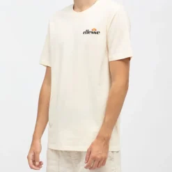 ELLESSE Tee shirt col rond regular couleur unie avec logo Homme BEIGE Clearance