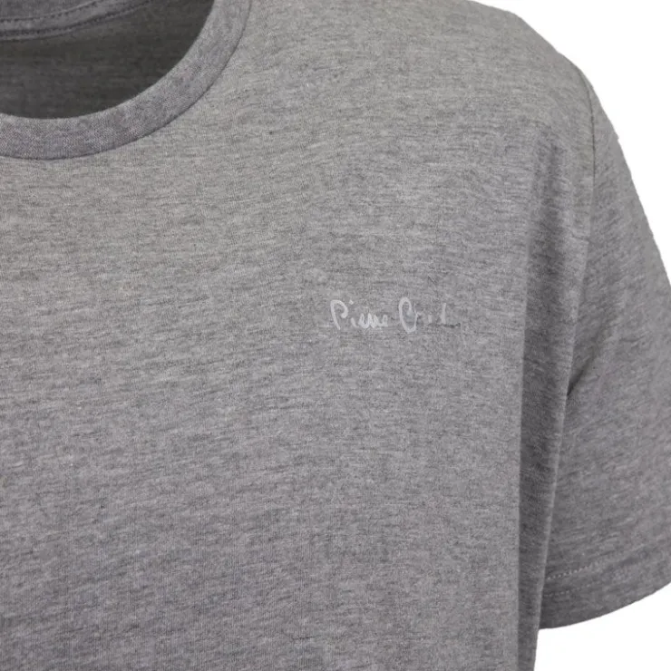 PIERRE CARDIN Tee shirt col rond signature poitrine Homme GRIS CLAIR Best