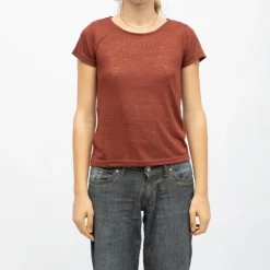 DEELUXE 74 Tee shirt col rond tissu chiné fil doré Femme MARRON Discount