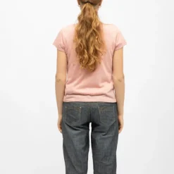 DEELUXE 74 Tee shirt col rond tissu chiné fil doré Femme ROSE Hot