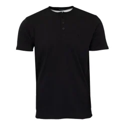PIERRE CARDIN Tee shirt col tunisien avec boutons Homme NOIR Sale