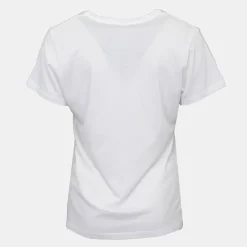 ICON Tee shirt col v basique coton à manches courtes Femme BLANC Clearance