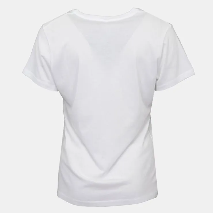 ICON Tee shirt col v basique coton à manches courtes Femme BLANC Clearance