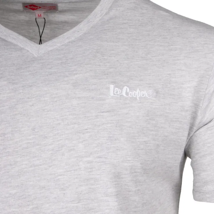 LEE COOPER Tee shirt col v canard poitrine travis Homme GRIS CLAIR New