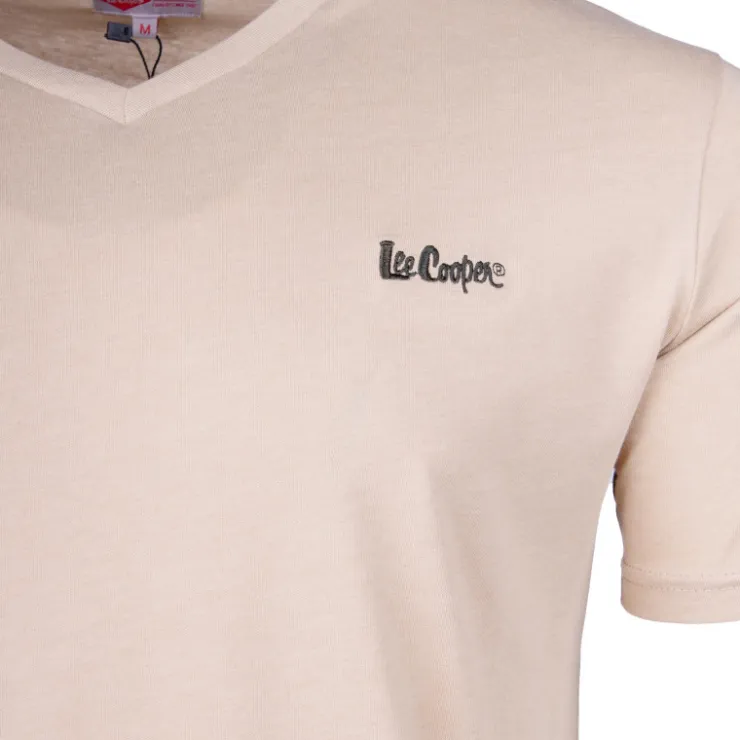 LEE COOPER Tee shirt col v canard poitrine travis Homme BEIGE Outlet