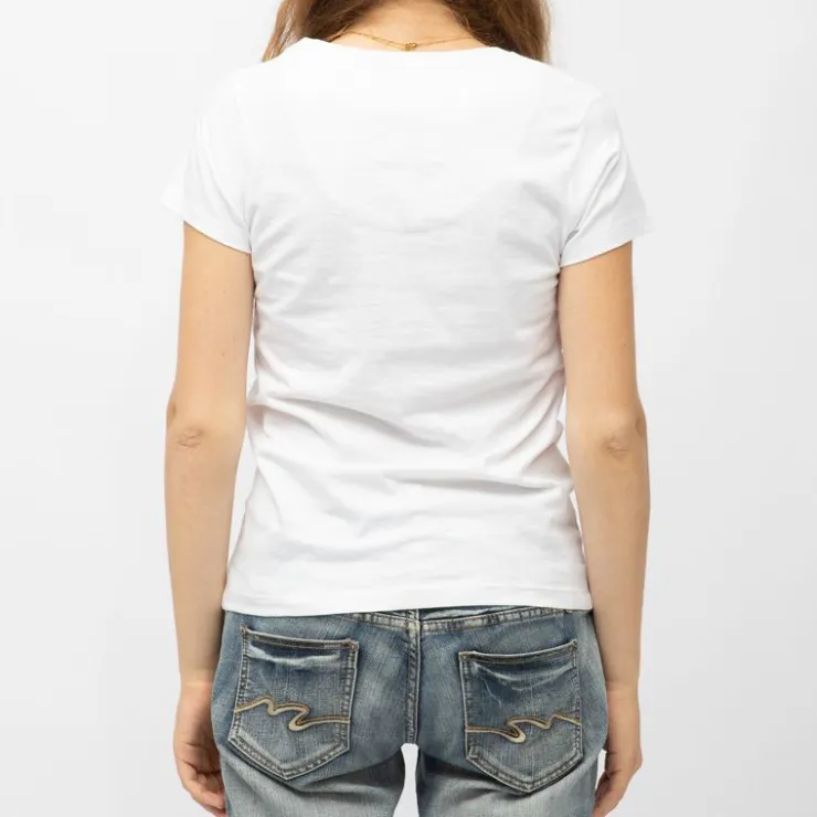 VON DUTCH Tee shirt col v coton Live to Ride moto gp x Femme BLANC New