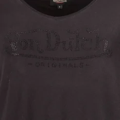 VON DUTCH Tee shirt col V fluide strass logo Femme NOIR Best