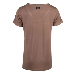 VON DUTCH Tee shirt col V fluide strass logo Femme MARRON Hot