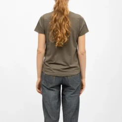 DEELUXE 74 Tee shirt col v glowy khaki manches courtes Femme KAKI New