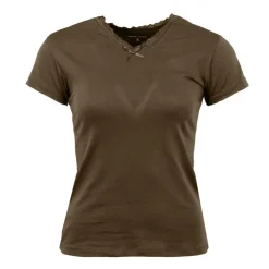 CHANTAL THOMASS Tee shirt col v venezia avec dentelle Femme KAKI