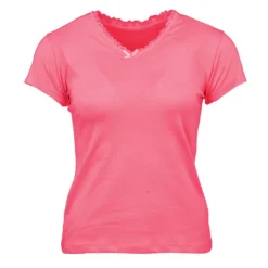 CHANTAL THOMASS Tee shirt col v venezia avec dentelle Femme ROSE
