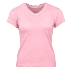 CHANTAL THOMASS Tee shirt col v venezia avec dentelle Femme ROSE CLAIR