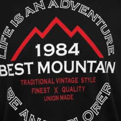 BEST MOUNTAIN Tee shirt coton basique imprimé textuel Homme NOIR