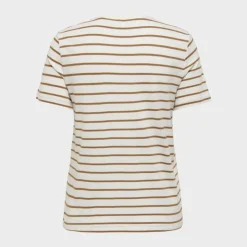 ONLY Tee shirt coton bio Liva marinière avec coeur argenté Femme BLANC Discount