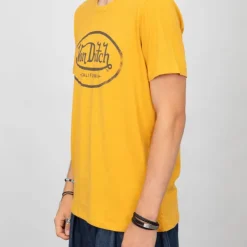 VON DUTCH Tee shirt coton chiné imprimé logo Homme JAUNE