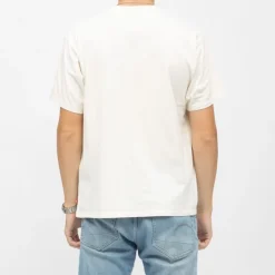 LEVI'S Tee shirt coton col rond imprimé étiquette Homme BLANC ECRU Outlet