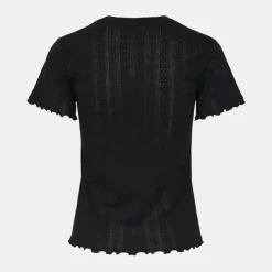 PIECES Tee shirt coton col rond manches courtes Femme NOIR Best