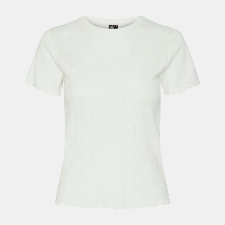 PIECES Tee shirt coton col rond manches courtes Femme BLANC Best