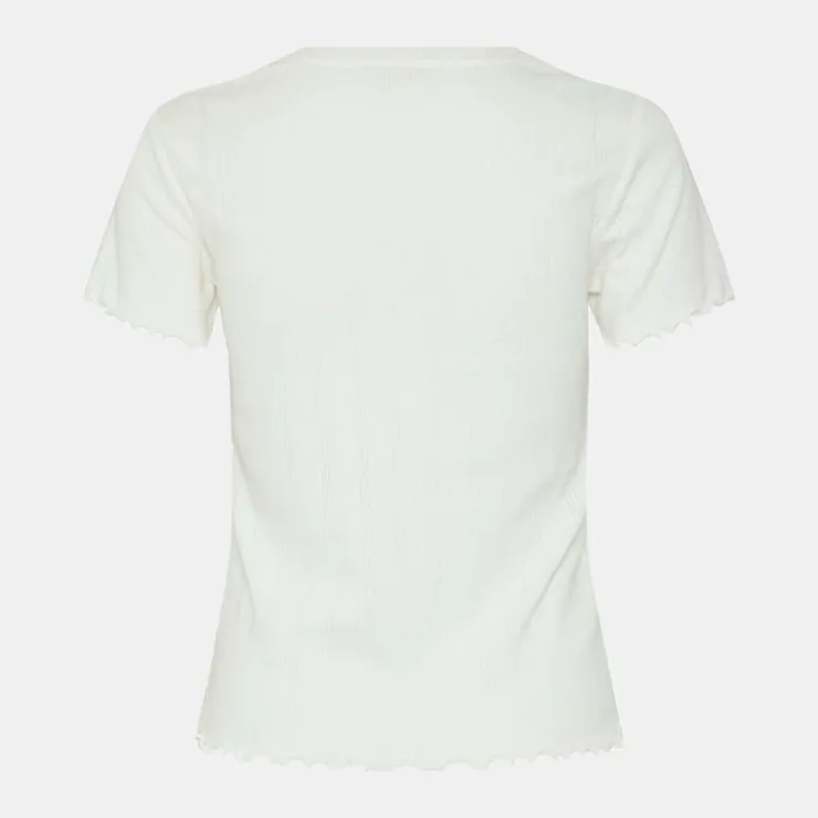 PIECES Tee shirt coton col rond manches courtes Femme BLANC Best