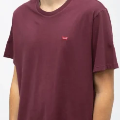 LEVI'S Tee shirt coton col rond coupe droite Homme BORDEAUX New