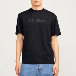 JACK & JONES Tee shirt coton frederiksberg col ras de cou manches courtes Homme NOIR Outlet