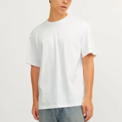 JACK & JONES Tee shirt coton frederiksberg col ras de cou manches courtes Homme BLANC Hot