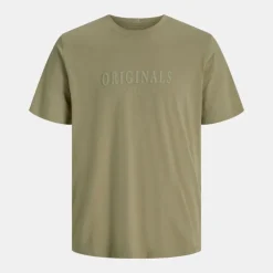 JACK & JONES Tee shirt coton frederiksberg col ras de cou manches courtes Homme KAKI New