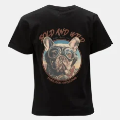 DEELUXE 74 Tee shirt coton imprimé bulldog black Enfant NOIR Hot