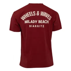 WHEELS AND WAVES Tee shirt coton imprimé dos textuel Homme BORDEAUX Clearance