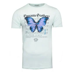 PANAME BROTHERS Tee shirt coton imprimé papillon glitch avec textes Homme BLEU CLAIR Best