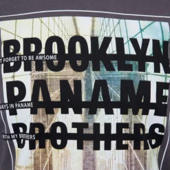 PANAME BROTHERS Tee shirt coton imprimé pont de Brooklyn Homme GRIS FONCE Clearance