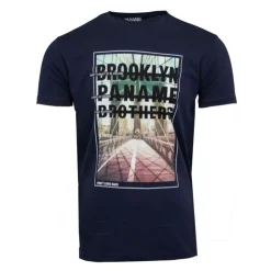 PANAME BROTHERS Tee shirt coton imprimé pont de Brooklyn Homme BLEU FONCE Hot