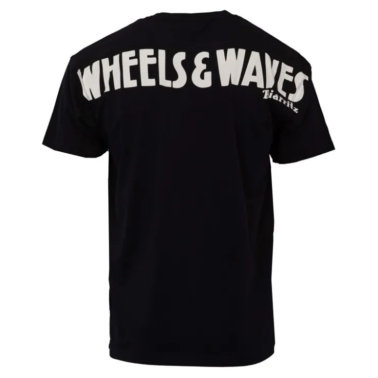 WHEELS AND WAVES Tee shirt coton jersey logo WW gris Homme NOIR Hot