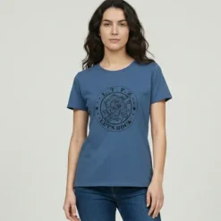 LES TROPEZIENNES PAR M.BELARBI Tee shirt coton oxford avec blason imprimé Femme BLEU Discount