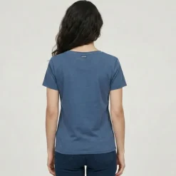 LES TROPEZIENNES PAR M.BELARBI Tee shirt coton oxford avec blason imprimé Femme BLEU Discount