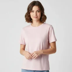 JDY Tee shirt court coton rex col rond Femme ROSE CLAIR Discount