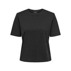 JDY Tee shirt court coton rex col rond Femme NOIR Hot
