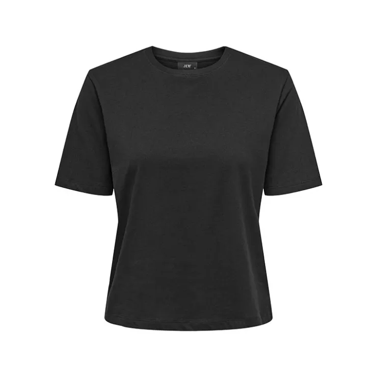 JDY Tee shirt court coton rex col rond Femme NOIR Hot