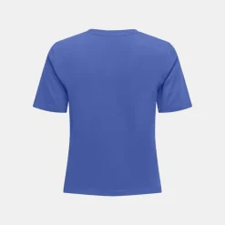 JDY Tee shirt court coton rex col rond Femme BLEU ROI Best