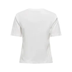 JDY Tee shirt court coton rex col rond Femme BLANC Hot